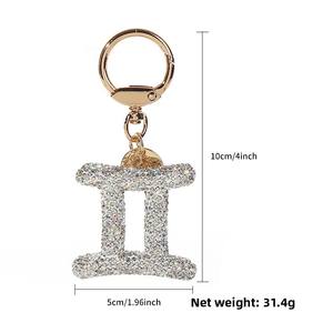 Nouveau Porte-clés Zodiaque <span class=keywords><strong>en</strong></span> Cristal 2025 pour Femme, Breloque Scintillante <span class=keywords><strong>en</strong></span> Strass pour Clés de Voiture et Sac à Main, Pendentif Tendance - Product Image 3