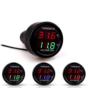 Voltmètre numérique pour voiture 12V <span class=keywords><strong>24V</strong></span>, thermomètre, style allume-cigare, 2 en 1, moniteur de batterie, voltmètre, thermomètre - Product Image 3