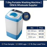 Mesin Cuci Mini Plastik Lipat Semi-Otomatis 7.0kg Baru dengan Kontrol Layar Sentuh untuk Penggunaan Hotel & Apartemen