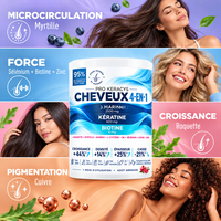 Poudre de Collagène Marin 4-en-1, Complément Nutritionnel pour Cheveux avec Biotine, Sélénium, Kératine, Zinc et Vitamine B6, 300g