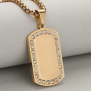 הסיטונאי אישית לוגו מותאם אישית אישית לוגו <span class=keywords><strong>rhinestone</strong></span> שרשרת תכשיטים נירוסטה עבור גברים - Product Image 2