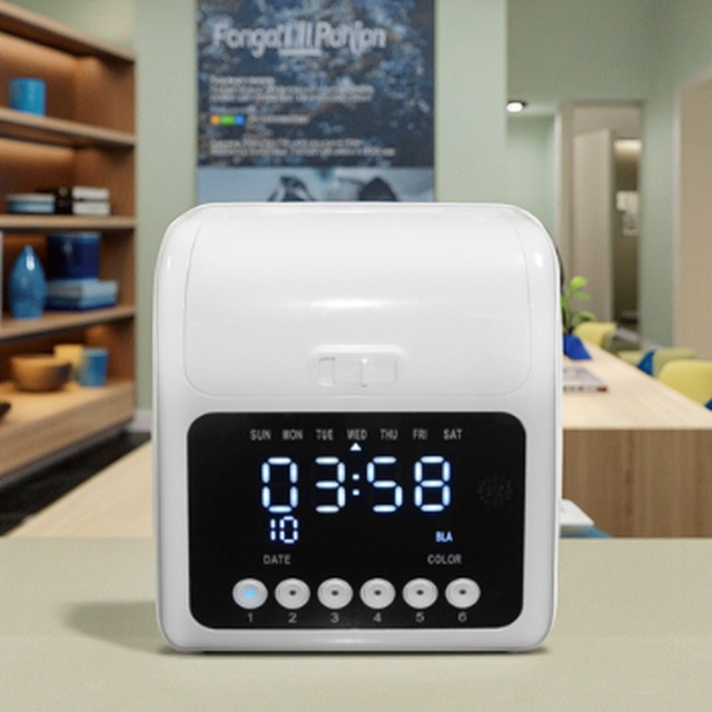 S158N Digital Display Time Clock Electronic Punch Card Machine for Time Recording Attendance Financial Equipment Drying Time