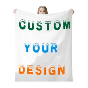 OEM персонализированный индивидуальный дизайн пустой флисовый принт 3D фото цифровая печать белое сублимационная пользовательское одеяло с логотипом