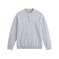 Herren Herbst Langarm Rundhals Henley Pullover mit Knopfleiste Strickpullover Lässig Große Größen Plus Size Oversized Relaxed Fit