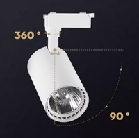 Projecteur sur rail LED commercial à haute luminosité, 20W 30W, fabricant d'origine, COB, projecteur sur rail LED, éclairage sur rail LED