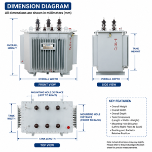 Transformador trifásico de aleación amorfa de grado I de ahorro energético 10kV 0.4kV IEC 60076 alineado con los objetivos de neutralidad carbono - Product Image 4