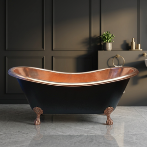 Bañera Ovalada de Vapor Independiente con Patas de Cobre, Hecha a Mano, de Metal, para Adultos, para Baño en Casa - Product Image 1