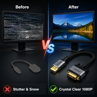 Câble adaptateur DP vers DVI 1080P Full HD plaqué or, cordon DP vers DVI avec puce IC intégrée pour PC, ordinateur portable, moniteur, projecteur