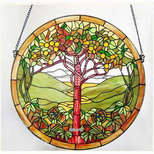 Bloc de vitrail Tiffany personnalisé motif pommier, solide, pour porte, fenêtre, cloison, décoration murale, éclairage - Product Image 4