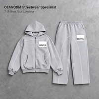 Ensemble de survêtement décontracté pour homme Benta Shangpin : sweat à capuche ample et pantalon de jogging respirant avec fermeture éclair et patch brodé