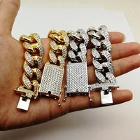 Chaîne cubaine de 20 mm, bijoux hip-hop, bijoux tendance en laiton incrusté de zirconium, pour hommes imposants