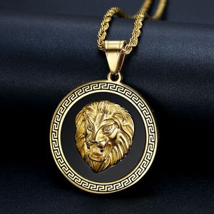Collar con Colgante de Cabeza de León, Acero Inoxidable, Chapado en Oro, Joyería de Regalo Hip Hop para Hombre - Product Image 1