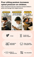 Correcteur de posture anti-cyphose pour enfants avec logo personnalisé, réglable, respirant, en polyester, avec fermeture auto-agrippante et stabilisateur dorsal