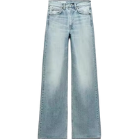 Vente en gros de jeans denim rétro tendance personnalisable pour femmes simplicité ample Y2K couleur claire décontracté jambe large à la mode aspect délavé
