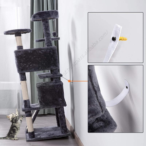 Árbol rascador de madera de lujo moderno al por mayor, modelo personalizado, con casa de peluche, ratán y papel, estilo clásico sostenible - Product Image 3