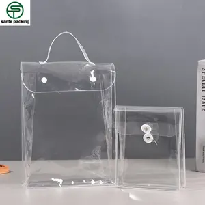 Wholesale Clear Pvc Packaging Cosmetic Bag Transparent Large Pvc with button
