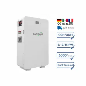 Trong kho 5 kWh 10kwh 15kwh treo tường lưu trữ 48V 100AH 200AH treo tường Pin LiFePO4 cho hệ thống lưu trữ năng lượng mặt trời lai