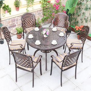 Mesa Lateral Durável de Alumínio Fundido Estilo Riviera Francesa - Mobiliário Vintage para Varanda, Ideal para Uso Externo em Vilas e Hotéis - Product Image 4