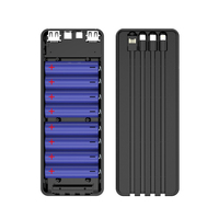 22.5W 8*18650 Batterie Power Bank Case Fast Charge Storage Box 4 IN 1 Cables Dual USB Type C Micro USB Fast souding free kit
