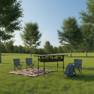 Table pliante portable en acier au carbone, hauteur réglable, antirouille, pour camping, pique-nique, randonnée, plage, barbecue, utilisation en extérieur, S M L, charge maximale 55 lb - Product Image 2