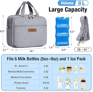<span class=keywords><strong>Bolsa</strong></span> Enfriadora <span class=keywords><strong>de</strong></span> Leche Materna Reutilizable, Portátil y Suave Freshore con Paquete <span class=keywords><strong>de</strong></span> Hielo, Capacidad para 4 Biberones, para Madres Lactantes y Guarderías - Product Image 2