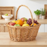Panier de pique-nique ovale rustique en rotin tressé, panier à main pour mariage, panier en osier avec poignée, panier cadeau, panier pour douche nuptiale, plage, jardin, fête