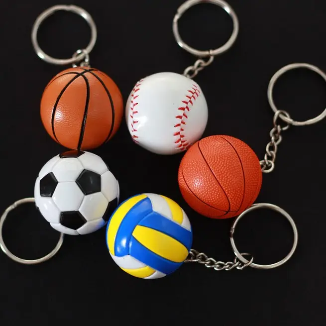 3D basketbol anahtarlık Mini spor PU anti-stres amerikan futbolu anahtarlık yumuşak beyzbol Golf anahtarlık