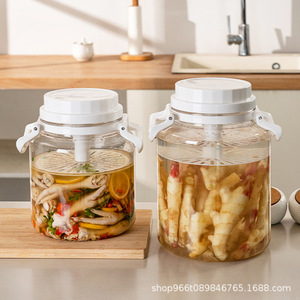 Pickling <b>Jar</b> Food Grade <b>Plastic</b> 5L Cylinder With Handle Airtight Vented For Vegetables And Sauces - Product Image 5