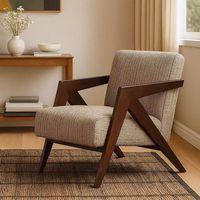 Mid-Century Richard Stuhl, Designer Massivholz Akzentstuhl, Nordisch-Französischer Retro-Sessel für Wohnzimmer