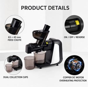 Electric <b>Slow</b> <b>Juicer</b> with Self Cleaning and Reverse Function Stainless Steel Blade DC Motor-Household & Hotel Use - Product Image 3