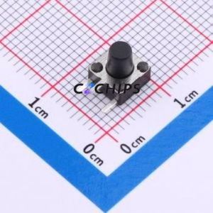 TS-1095C-A8B3-D2 Tactile Switch Bent Lead Through Hole-3P,6x6mm Single Pole Single Throw Round Button 2.5N Right Angle Insert - Product Image 1