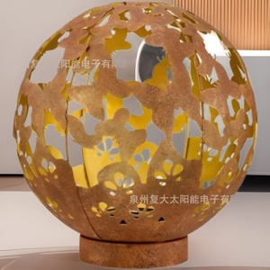 Solar Garden <b>Ball</b> Light <b>Led</b> Outdoor Iron Art Sphere Lamp Water Resistant Free Standing 12V Dc Mono Si Solar Cell - Product Image 2