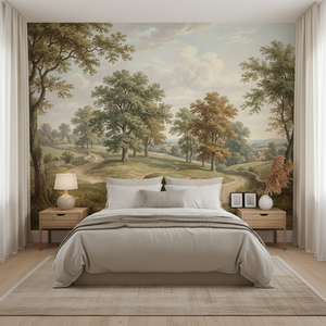 Papel Tapiz Impermeable con Diseño de Camino Boscoso, Árboles y Paisaje, Decoración de Pared para el Hogar, Mural de Paisaje Campestre Vintage - Product Image 1