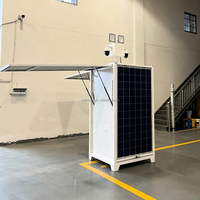 Tour de surveillance mobile solaire tout-en-un avec 4 pieds télescopiques et 4 anneaux de levage, certifiée CE, pour la sécurité des chantiers isolés et hors réseau