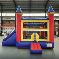 Château gonflable commercial avec toboggan et aire de jeux combinée en PVC, facile à installer, idéal pour les fêtes d'anniversaire et la location événementielle