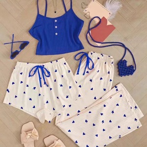 Pijamas de <span class=keywords><strong>Mujer</strong></span> para Primavera y Verano, Conjunto de Tres Piezas Dulce y Lindo, Shorts con Tirantes Altos, Traje Sexy para el Hogar - Product Image 3