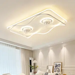 Jjc 110Cm Draaibare Led Moderne Fancy Plafondventilator Lamp Voor Slaapkamer Woonkamer Wit Decoratief Plafond Ventilator Licht