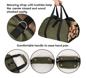 Free Sample Hot Sale Waxed Nylon <b>Log</b> <b>Carrier</b> Bag, Water Resistant Firewood Carrying Bag Wood Tote with Handles for Camping Trip - Product Image 3
