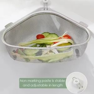 Dishwashing <b>Strainer</b> Sink Triangle Organizer Stainless Steel Kitchen Residue <b>Strainer</b> Basket Kitchen Storage Sink <b>Strainer</b> Rack - Product Image 3