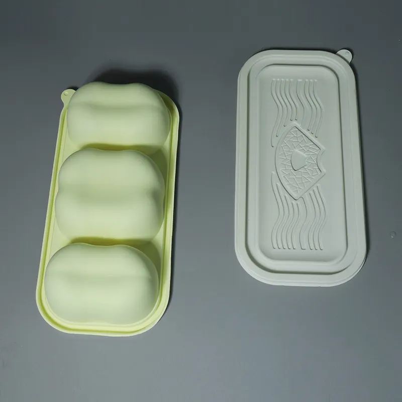 3 डिब्बों biodegradable cornstarch खाद्य कंटेनर बक्से biodegradable दूर ले भोजन दोपहर के भोजन के बॉक्स