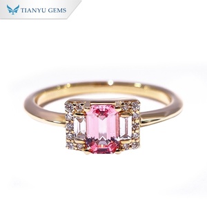 Tianyu đá quý 10k 14k 18K vàng ngọc lục bảo cắt Hồng sapphire và kim cương phòng thí nghiệm 9K 10k 14k 18K Vàng Vàng Nhẫn - Product Image 1