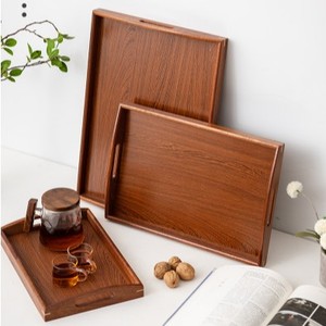 Plats de Service en <span class=keywords><strong>Bois</strong></span> de Noyer Noir, Plateaux à Apéritif et Assiettes en <span class=keywords><strong>Bois</strong></span> avec Poignée pour Aliments et Fruits - Product Image 5