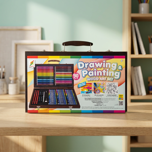 Juego de Arte de Madera de Alta Calidad de 90 Piezas, Esencial para el Regreso a Clases, Crayones, Lápices de Colores, Pintura, Dibujo, Pequeño 149AS - Product Image 1