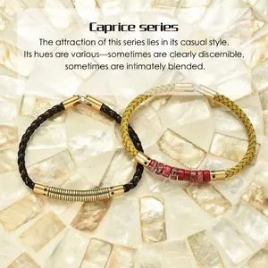 Luxury 316l Stainless Steel Wire And Detachable Natural Stone Bead Jewelry Men And Women Leather Custom Bracelet For DIY
