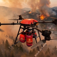 Boule extinctrice de feu à poudre sèche pour drone UAV, dépliegement automatique, lutte contre les incendies forestiers, support OEM personnalisé