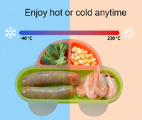 Assiettes pour tout-petits en silicone en forme de voiture Refine Factory, qualité alimentaire, sans BPA, vaisselle divisée pour bébé, assiette à ventouse, écologique