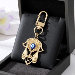 Nuevo Llavero de Cristal con Ojo Turco y Hamsa, Mosquetón de Protección de Mano de Fátima, Amuleto Metálico de Buena Suerte, Colgante para Bolso - Product Image 4