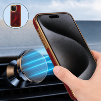 Casing Ponsel Kulit Sapi Asli Berlapis Lilin Mewah untuk iPhone 16 15 14 13 12 Pro Max dengan Slot Kartu Ganda Tersembunyi dan Penyangga