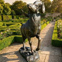 Statue de Bélier en Bronze Patiné Antique - Qualité Muséale, Art Animalier de Haute Qualité, Sculpture en Bronze