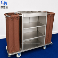 Chariot de service ménager pour l'hôtellerie avec 2 sacs – Équipement de nettoyage de chambre